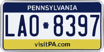 PA license plate LAO8397