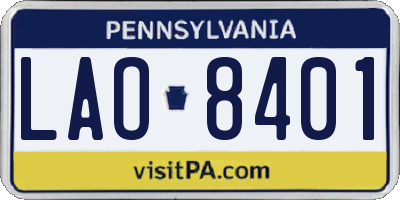 PA license plate LAO8401
