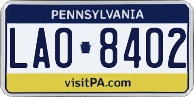 PA license plate LAO8402