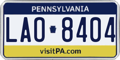 PA license plate LAO8404