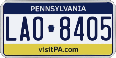 PA license plate LAO8405