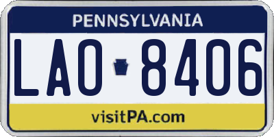 PA license plate LAO8406