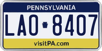 PA license plate LAO8407
