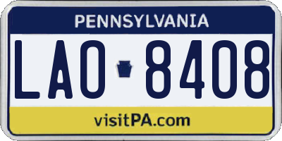 PA license plate LAO8408