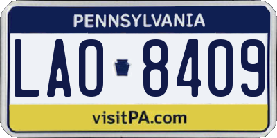 PA license plate LAO8409