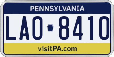 PA license plate LAO8410