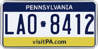 PA license plate LAO8412