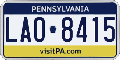 PA license plate LAO8415