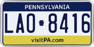PA license plate LAO8416