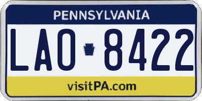 PA license plate LAO8422