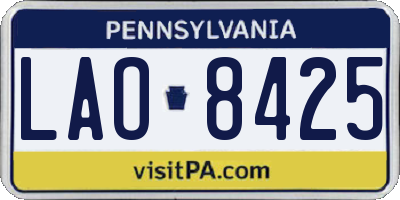 PA license plate LAO8425