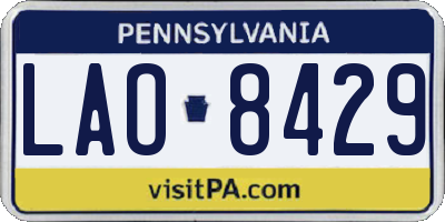 PA license plate LAO8429