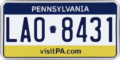 PA license plate LAO8431