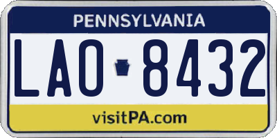 PA license plate LAO8432