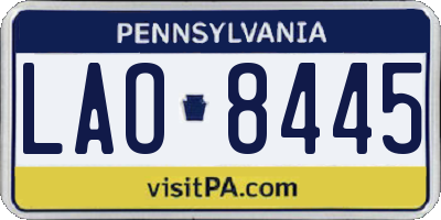 PA license plate LAO8445