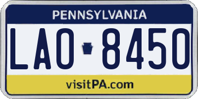 PA license plate LAO8450