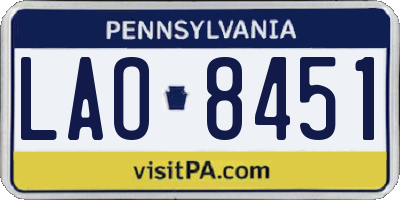 PA license plate LAO8451