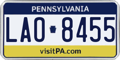 PA license plate LAO8455
