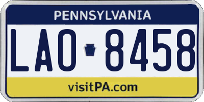 PA license plate LAO8458