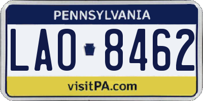 PA license plate LAO8462