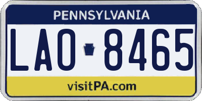 PA license plate LAO8465
