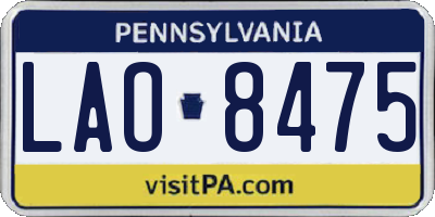 PA license plate LAO8475