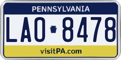PA license plate LAO8478