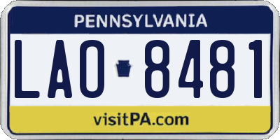 PA license plate LAO8481