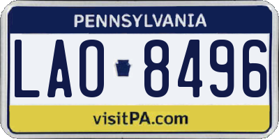 PA license plate LAO8496
