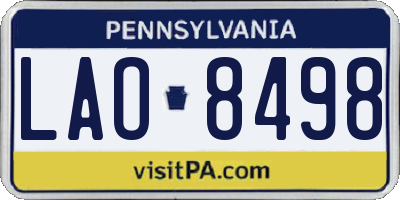 PA license plate LAO8498