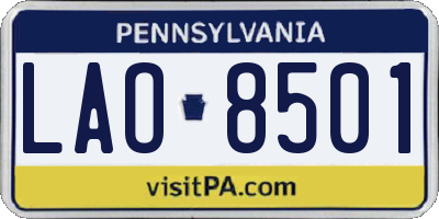 PA license plate LAO8501