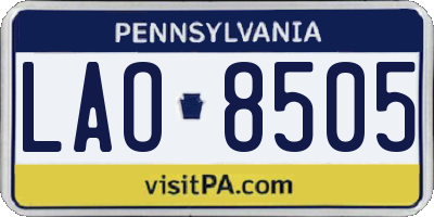 PA license plate LAO8505