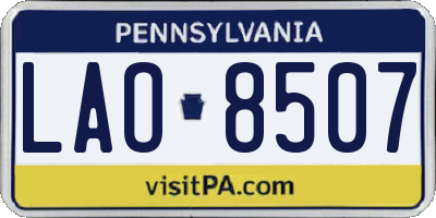 PA license plate LAO8507