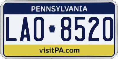 PA license plate LAO8520