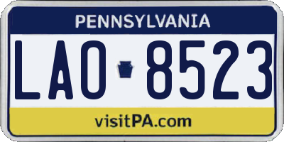 PA license plate LAO8523
