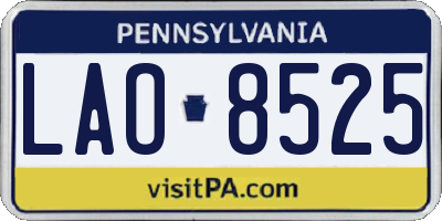 PA license plate LAO8525