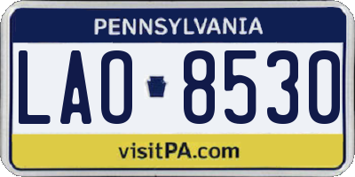 PA license plate LAO8530