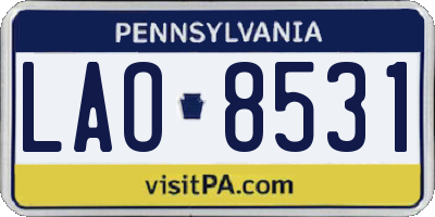 PA license plate LAO8531