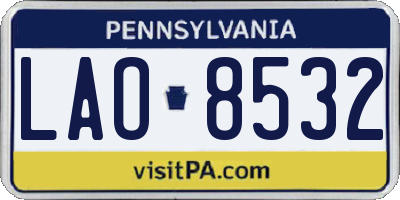 PA license plate LAO8532