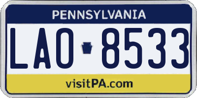 PA license plate LAO8533