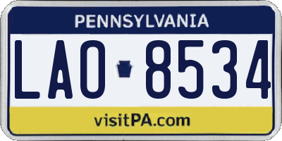 PA license plate LAO8534