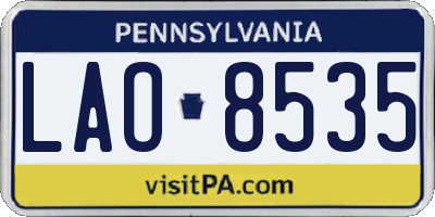 PA license plate LAO8535