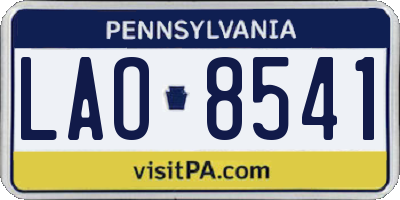 PA license plate LAO8541