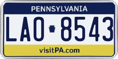 PA license plate LAO8543
