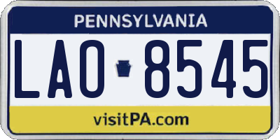 PA license plate LAO8545