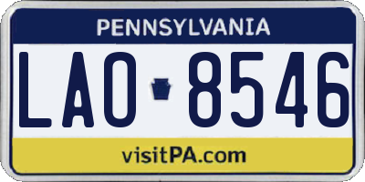 PA license plate LAO8546