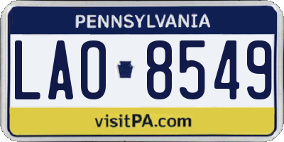 PA license plate LAO8549