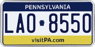 PA license plate LAO8550