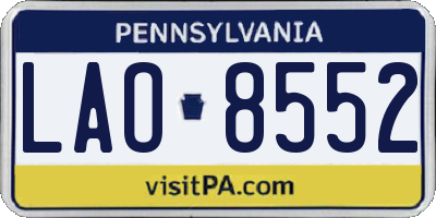 PA license plate LAO8552