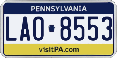 PA license plate LAO8553